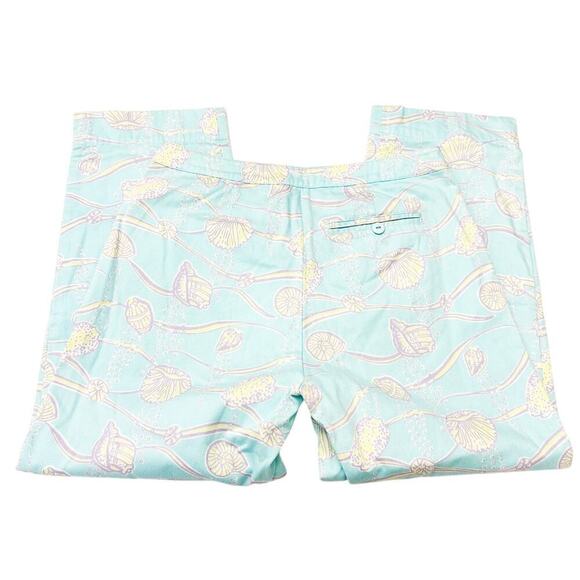 Lilly Pulitzer Blue Printed Straight Leg Denim Jean Printed Pant Cotton Size 4 - Picture 5 of 7